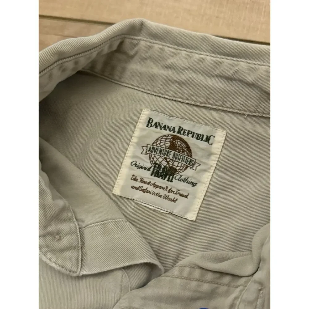 Vintage Banana Republic Shirt Mens XL Safari Travel Pockets Button Down 90s